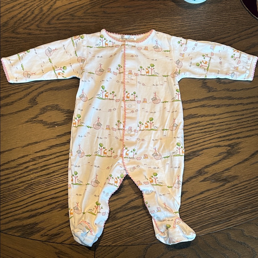 Kissy Kissy Pink and White Patterned Footie
